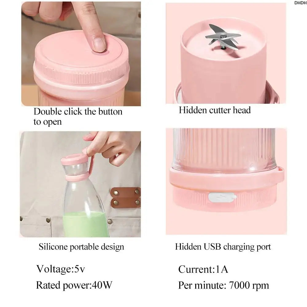 Portable Rechargeable Fruit & Smoothie Blender with 6-Blade High-Speed Motor & USB Charging (Velant)